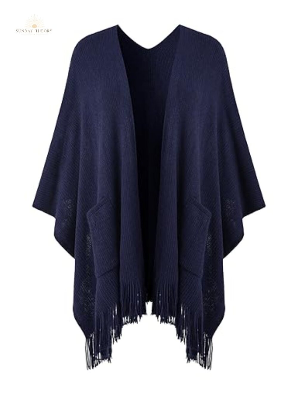 Shawl Wrap with Pockets Open Front Poncho Cape Soft Acrylic
